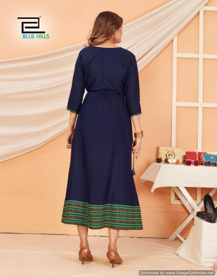 Blue Hills Special 3 New Designer Fancy Festive Wear Rayon Long Kurti Collection